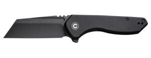 Civivi Knives C23036-1 ExOne  2.94" Folding Reverse Tanto Plain Black Stonewashed Nitro-V Steel Blade, Black Textured G10 Handle