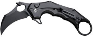 Civivi Knives C16016B-1 Incisor II  2.02" Folding Karambit Plain Black Nitro-V Steel Blade, Black w/Finger Ring Aluminum Handle