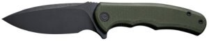 Civivi Knives C18026C-1 Praxis  Mini 2.98" Folding Drop Point Plain Black Stonewashed D2 Steel Blade, OD Green Textured G10 Handle