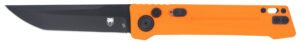 CobraTec Knives CTIFRORG Inferno  3.50" OTF Tanto Plain Black TiCN D2 Steel Blade, 4.75" Blaze Orange Textured Handle