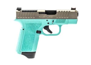 Gforce Arms GF932512RN Rapture  Sub-Compact Frame 9mm Luger 12+1 3.25" Black Barrel, Nickel Steel Optic Cut/Serrated Slide, Robin Egg Blue Cerakote Polymer Frame, Shield RMSc/RMR Footprint
