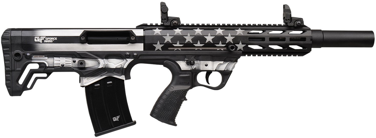 Gforce Arms GFY1USG GFY-1 USA 12 Gauge Semi-Auto 3" 5+1 18.50" Black Threaded Barrel, B&W American Flag Aluminum Receiver w/Picatinny Rail, B&W American Flag Bullpup Polymer Stock, Black Polymer Grip