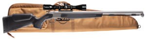 CVA PR2050SSCP Optima Scope Package 50 Cal 26" Stainless Fluted Barrel, Drilled & Tapped Stainless Steel Receiver, Fixed Black Synthetic Stock, Konus 3-9x40mm BDC, Rifle Case, Aerolite Bullets