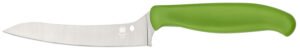 Spyderco K14PGN Z-Cut Pointed 4.40" Fixed Plain Stonewashed CTS BD1N SS Blade, Green Textured Polypropylene Handle