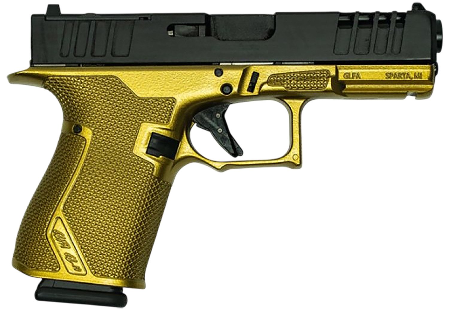 Great Lakes Firearms GL19GGLD Striker Compact Frame 9mm Luger 15+1 4" Black Nitride Barrel, Optic Cut/Serrated/Window Cut Slide, Polymer Frame, RMR Footprint, Ambidextrous