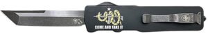 Templar Knife Excalibur Come And Take It Slim 3.25" OTF Tanto Part Serrated D2 Steel Blade, 5" Black "Come And Take It" Aluminum Handle