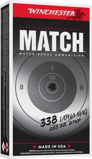 Winchester Ammo S338LM2 Match  338LapuaMag 285gr Boat Tail Hollow Point 20 Per Box/10 Case