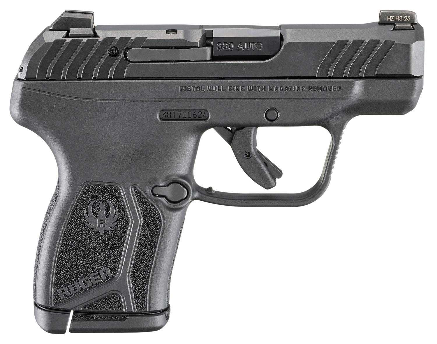 Ruger 13765 LCP Max Compact Frame 380 ACP 10+1 2.80" Black Oxide Alloy Steel Barrel, Black Nitride Alloy Steel Serrated Slide, Black Polymer Frame, Textured Grip, No Manual Safety