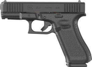 Glock PV4550201 G45 V Crossover 9mm Luger 10+1 4.02" Black GMB Barrel, Black nDLC Steel Serrated Slide, Black Polymer Frame w/Accessory Rail, Textured polymer Grip, Ambidextrous