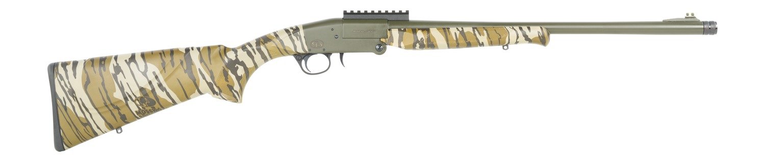 Charles Daly 930424 101 Full Size 20 Gauge Break Open 3" 1rd Black Steel Single Shot Barrel & Receiver w/Picatinny Rail, Fixed Mossy Oak Bottomland Synthetic Stock, Beretta Benelli Mobil Choke System
