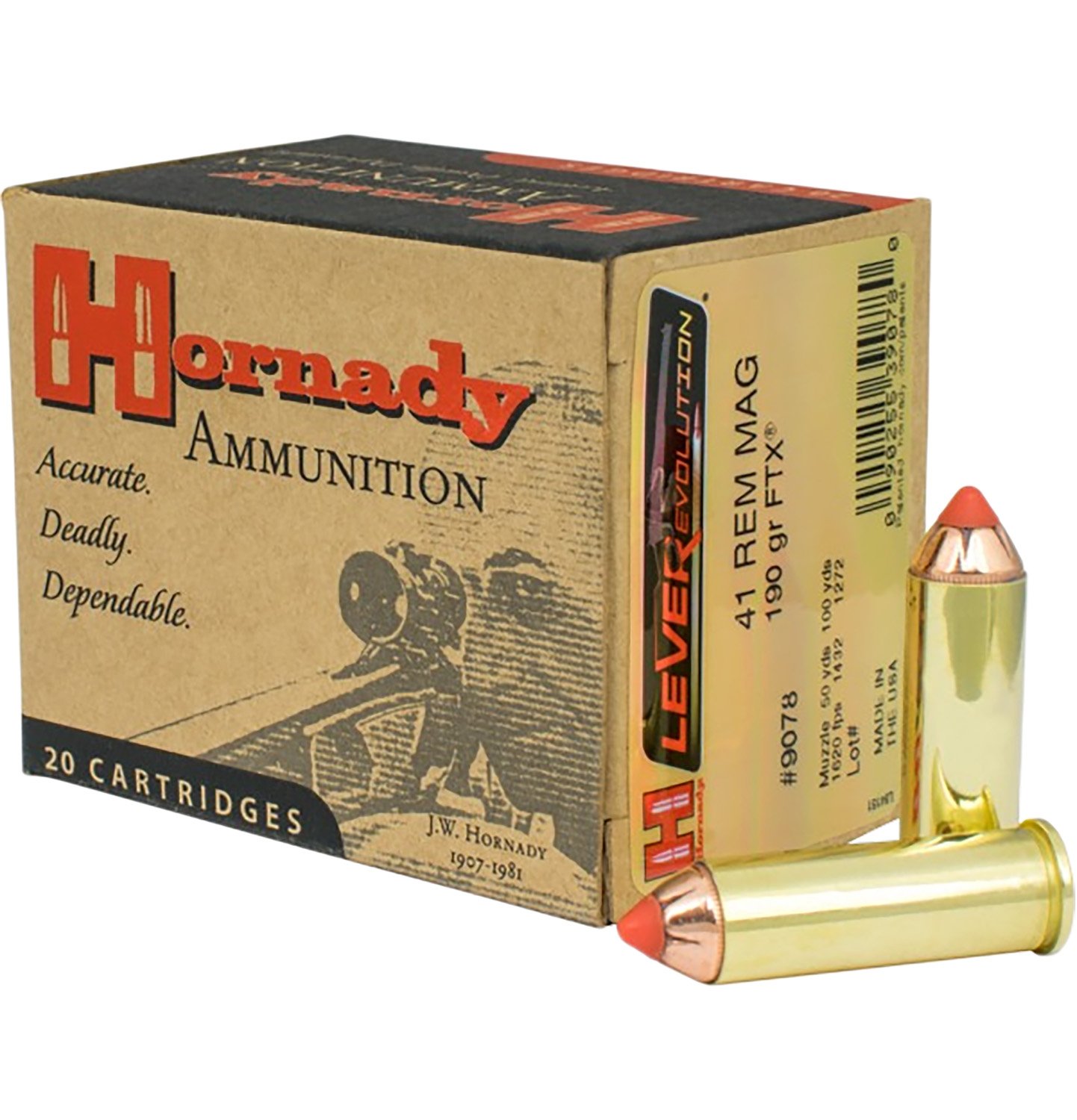 Hornady 9078 LEVERevolution 41RemMag 190gr Hornady Flex Tip eXpanding 20 Per Box/10 Case