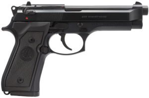 Beretta USA J92M9A0M M9  Full Size Frame 9mm Luger 15+1, 4.90" Steel Barrel, Black Bruniton Serrated Steel Slide & Aluminum Frame w/Beavertail, Ambidextrous