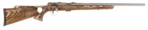 Savage Arms 96200 93R17 BTVSS Full Size 17 HMR 5+1 21" Satin Heavy Button Rifled Barrel, Satin Drilled & Tapped Stainless Steel Receiver, Natural Brown Thumbhole Laminate Stock, Right Hand