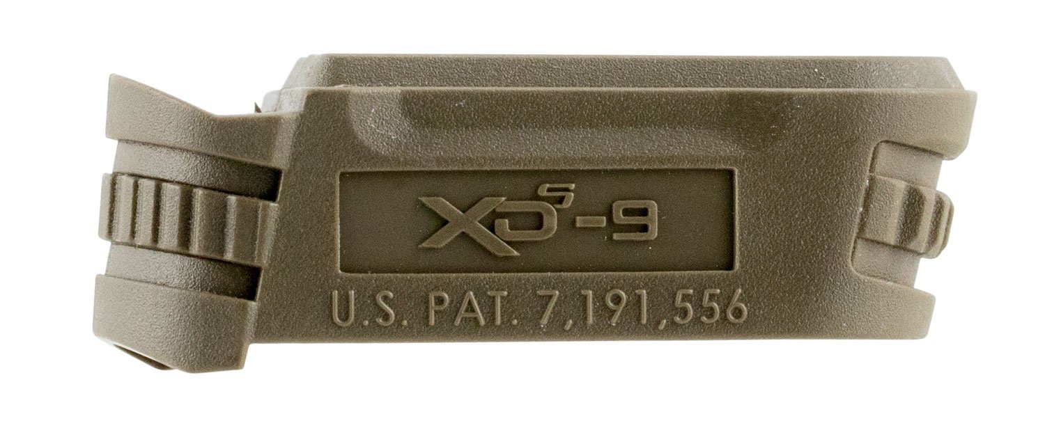 Springfield Armory XDS5901MFDE Backstrap Sleeve made of Polymer with Flat Dark Earth Finish & 1 Piece Design for 9mm Luger Springfield XD-S with #1 Backstrap & 3.30" Barrel