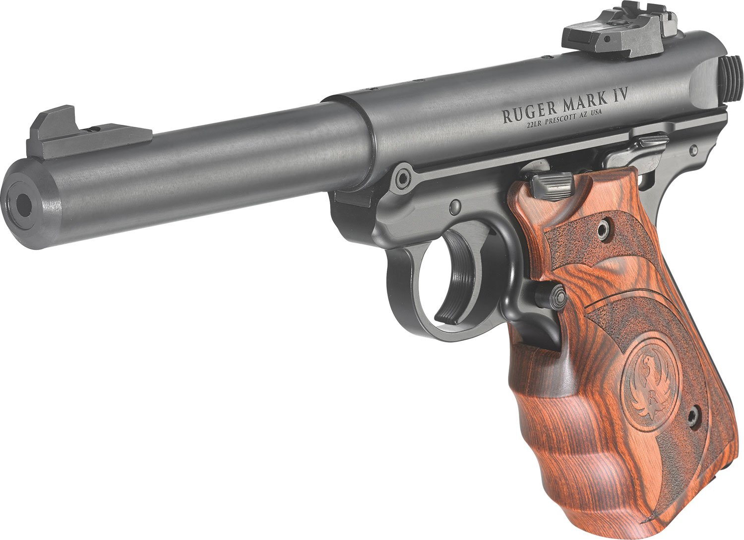 Ruger 40159 Mark IV Target 22 LR 10+1 5.50" Stainless Bull Barrel, Blued Steel Drilled & Tapped Receiver, Target Laminate w/Finger Groove Grip, Right Hand