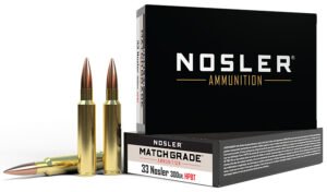 Nosler 60031 Match Grade  33Nosler 300gr Custom Competition Hollow Point Boat Tail 20 Per Box/10 Case
