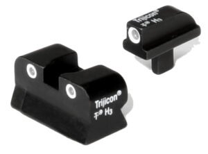 Trijicon 600145 Bright & Tough Night Sights  Green/Tritium White Outline Front Sight-Green/Tritium White Outline Rear Sight Colt 1911 0.055 Tang