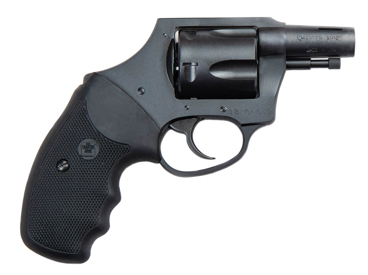 Charter Arms 64429 Boomer Large 44 Special, 5 Shot 2" Black Nitride Ported/Tapered Steel Barrel, Black Nitride Cylinder & Frame w/Black Finger Grooved Rubber Grip