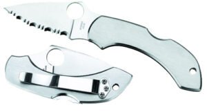 Spyderco C28P Dragonfly 2  2.31" Folding Clip Point Serrated VG-10 SS Blade Stainless Steel Handle Includes Pocket Clip