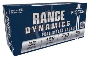 Fiocchi 38G Range Dynamics  38Special 158gr Full Metal Jacket 50 Per Box/20 Case