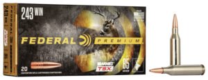 Federal P243K Premium  243Win 85gr Barnes TSX 20 Per Box/10 Case