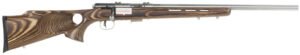 Savage Arms 94725 93 BTVS Full Size 22 WMR 5+1 21" Satin Stainless Heavy Barrel, Satin Drilled & Tapped Stainless Steel Receiver, Natural Brown Thumbhole Laminate Stock, Right Hand