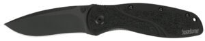 Kershaw 1670BLK Blur  3.40" Folding Drop Point w/Recurve Plain Black DLC 14C28N Steel Blade Black Anodized Aluminum Handle Includes Pocket Clip