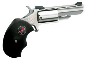 North American Arms BWL Black Widow  Compact Frame 22 LR 5 Shot 2" Stainless Steel Vent Rib Barrel, Stainless Steel Frame, Stainless Cylinder, Black Finger Grooved Rubber Grip, Exposed Hammer