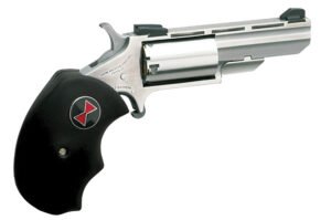 North American Arms BWM Black Widow  22 WMR 5 Shot 2" Stainless Steel Vent Rib Barrel, Stainless Steel Frame, Stainless Cylinder, Black Finger Grooved Rubber Grip, Exposed Hammer