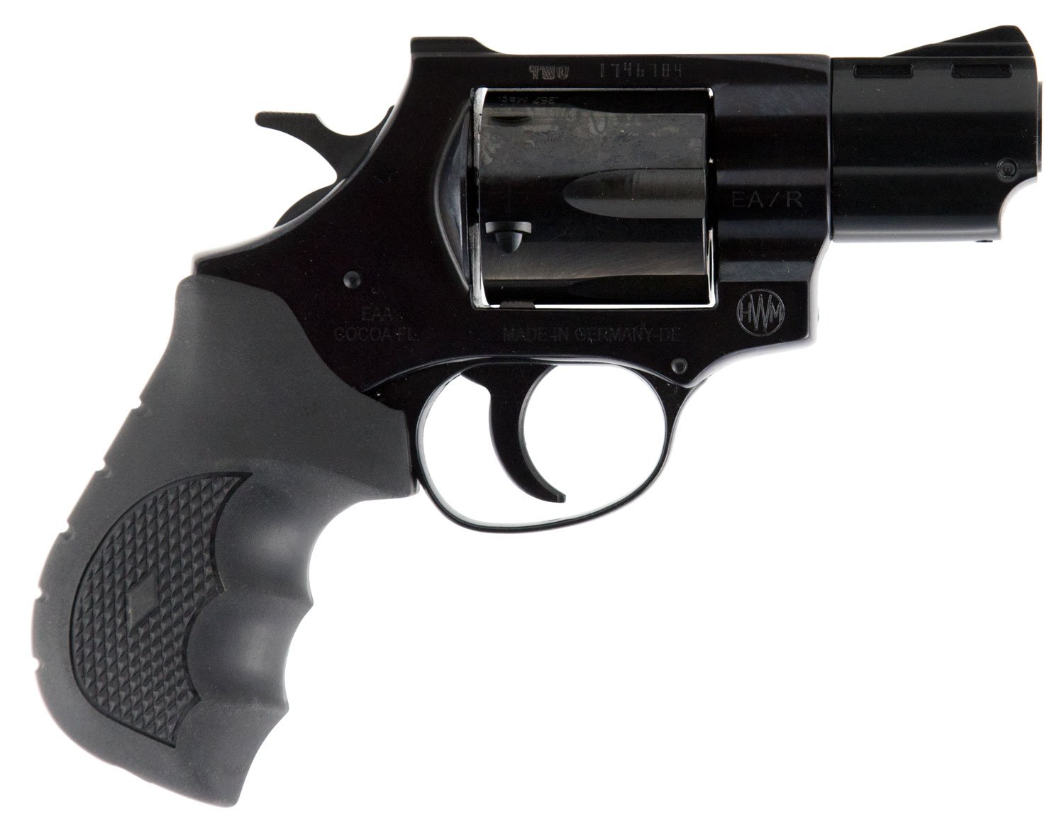 Weihrauch Guns 770130 Windicator 357 Mag 6rd 2" Blued Steel Barrel & Cylinder, Compact Steel Frame w/Exposed Hammer, Ramp Front/Fixed Rear Sights, Finger Grooved Black Rubber Grip