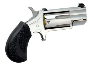 North American Arms PUGT Pug  22 WMR 5 Shot 1" Stainless Steel Barrel, Frame & Cylinder, Black Pebbled Rubber Grip, Exposed Hammer