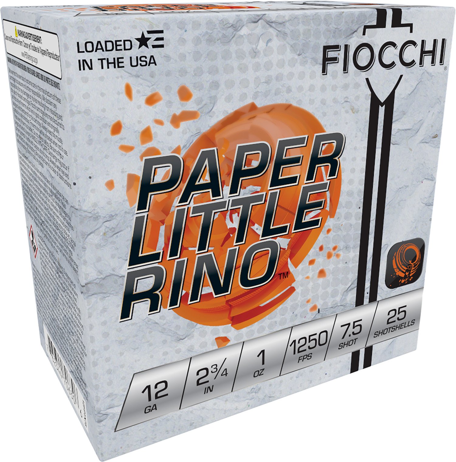Fiocchi 12FPTX75 Paper Little Rino Extrema 12Gauge 2.75" 1oz 7.5Shot 25 Per Box/10 Case