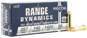 Fiocchi 357F Range Dynamics  357Mag 142gr Full Metal Jacket Truncated Cone 50 Per Box/20 Case