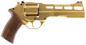 Chiappa Firearms 340225 Rhino 60DS Medium Frame 357 Mag 6 Shot, 6" Gold Plated PVD Steel Vent Rib Barrel & Cylinder, Gold Plated PVD Aluminum Frame,  Walnut Grip, Concealed Hammer