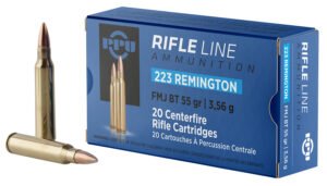 PPU PP223F1 Standard Rifle  223Rem 55gr Full Metal Jacket Boat Tail 20 Per Box/50 Case