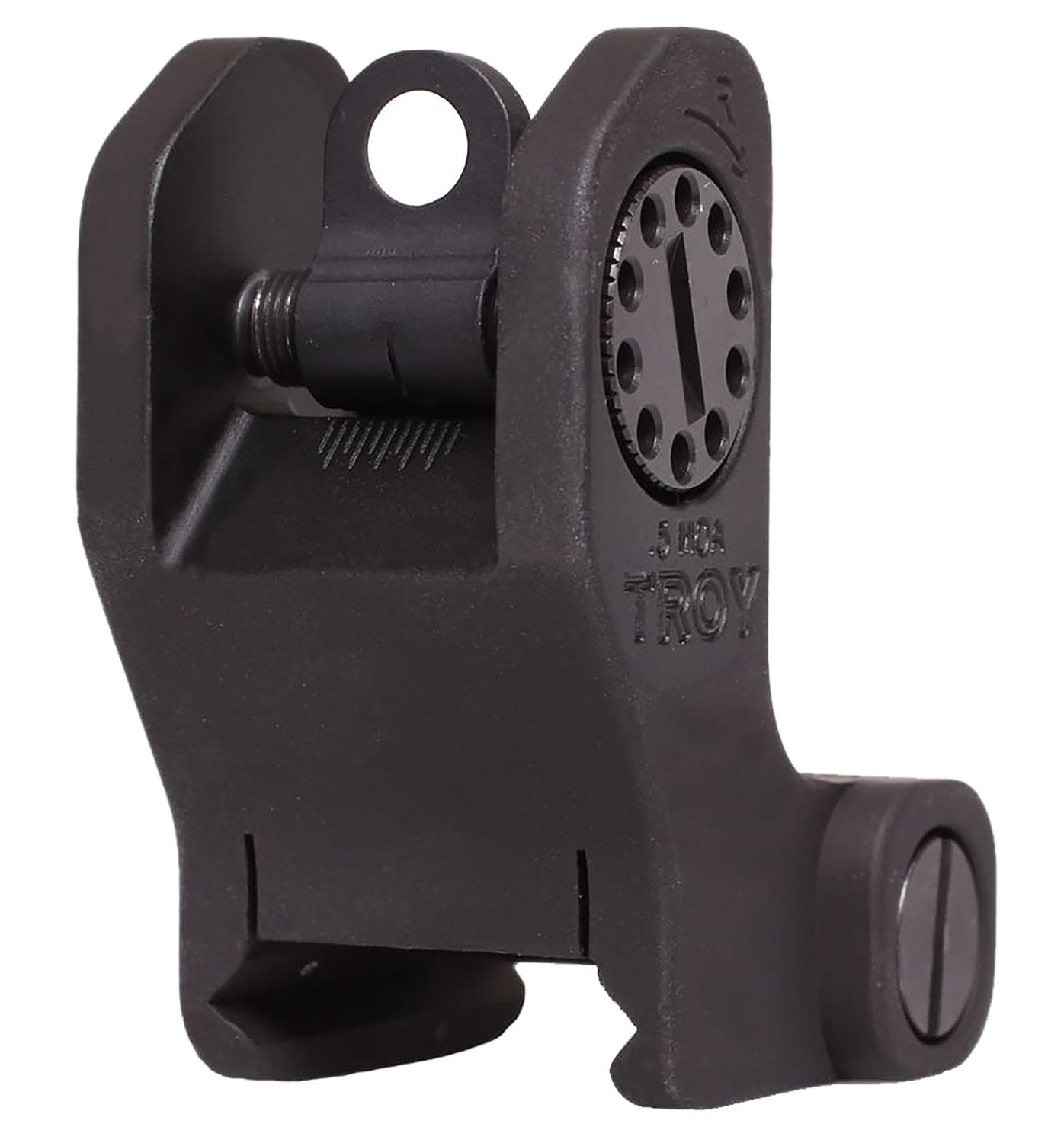 Troy Ind SSIGFRSROBT00 Rear Fixed BattleSight Round Black Hardcoat Anodized for AR-15/AR-10