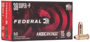 Federal AE38S3 American Eagle Handgun 38Super+P 115gr Jacketed Hollow Point 50 Per Box/20 Case