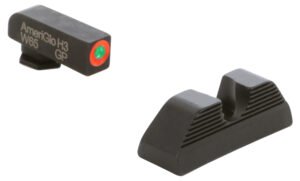 AmeriGlo GL351 Protector Sight Set for Glock  Green Tritium Orange Outline Front Sight-Black Serrated Rear Sight