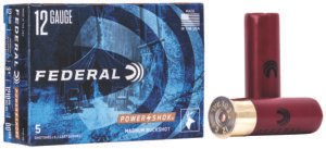 Federal F13100 Power-Shok Magnum 12Gauge 3" 1 7/8oz 00BuckShot 5 Per Box/50 Case
