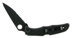 Spyderco C10PSBBK Endura 4 Lightweight 3.75" Folding Clip Point Part Serrated Black TiCN VG-10 SS Blade Black  Textured FRN Handle Includes Pocket Clip