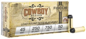 Fiocchi 45LCCA Cowboy Action 45Colt 250gr Lead Round Nose Flat Point 50 Per Box/10 Case