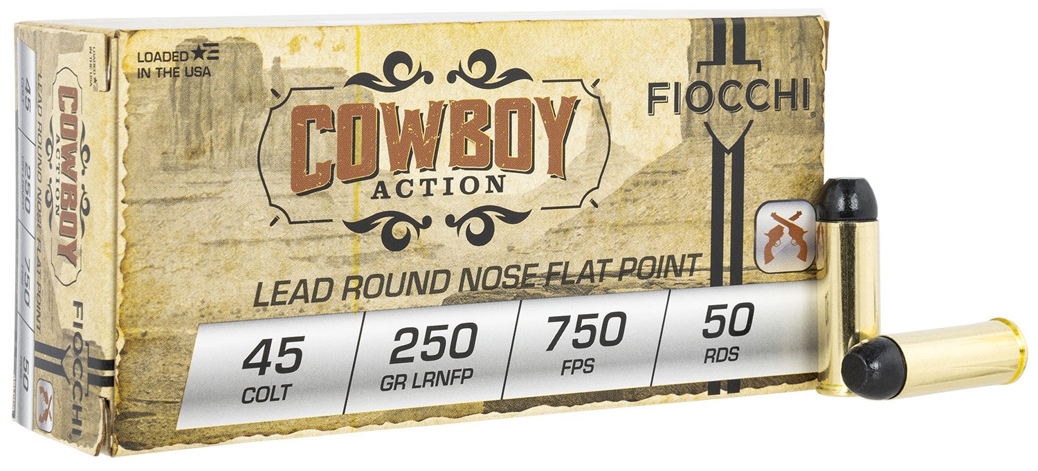 Fiocchi 45LCCA Cowboy Action 45Colt 250gr Lead Round Nose Flat Point 50 Per Box/10 Case
