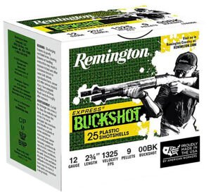 Remington Ammunition 20411 Express Buckshot 12Gauge 2.75" 00Buck Shot 25 Per Box/10 Case
