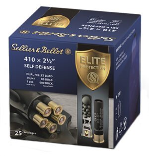 Sellier & Bellot SB410SDA Self Defense  410Gauge 2.50" 15 Pellets 1/2oz 000Buck Shot 25 Box/20 Case