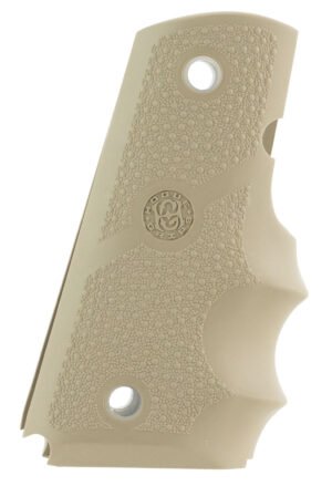 Hogue 43003 Rubber Grip Cobblestone Desert Tan with Finger Grooves for 1911 Officer