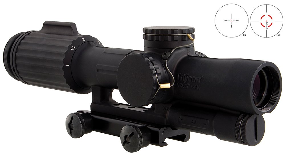 Trijicon 1600001 VCOG Black Hardcoat Anodized 1-6x 24mm LED Red Segmented Circle w/Crosshair 223 77gr Reticle