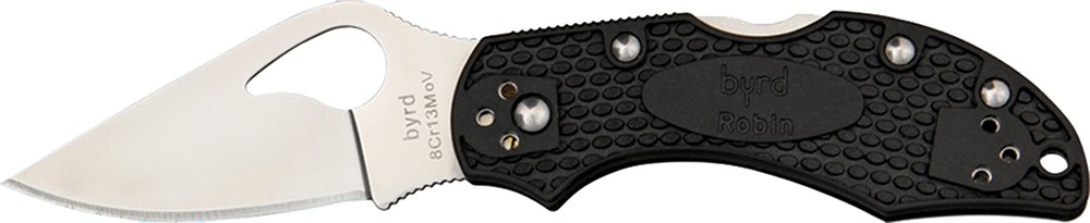 Spyderco BY10PBK2 Byrd Robin 2 Lightweight 2.43" Folding Drop Point Plain 8Cr13MoV SS Blade Black Bi-Directional Texturing FRN Handle Includes Pocket Clip