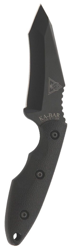 Ka-Bar 2486 TDI Hell Fire 3.56" Fixed Recurve Tanto Plain Black 1095 Cro-Van Blade, Black Ultramid Handle, Includes Sheath