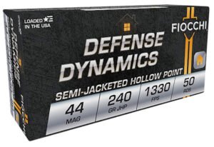 Fiocchi 44D500 Defense Dynamics  44RemMag 240gr Jacketed Hollow Point 50 Per Box/10 Case