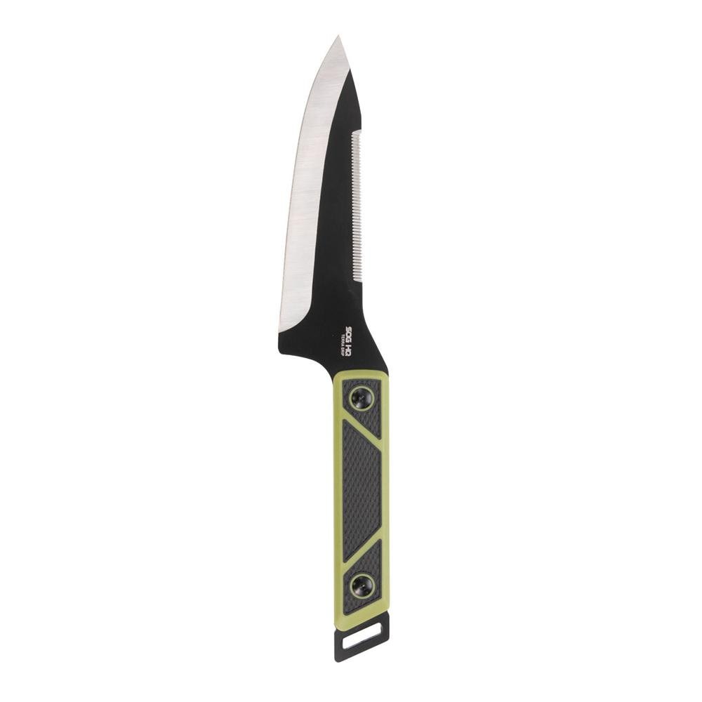 SOG Knives Terragrip Camp Knife 6-7/10" Drop Point Blade Black Green